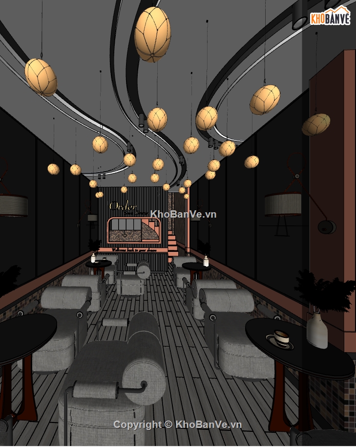 3d su quán coffee,su thiết kế quán cà phê,mẫu sketchup quán cafe,quán cafe file sketchup