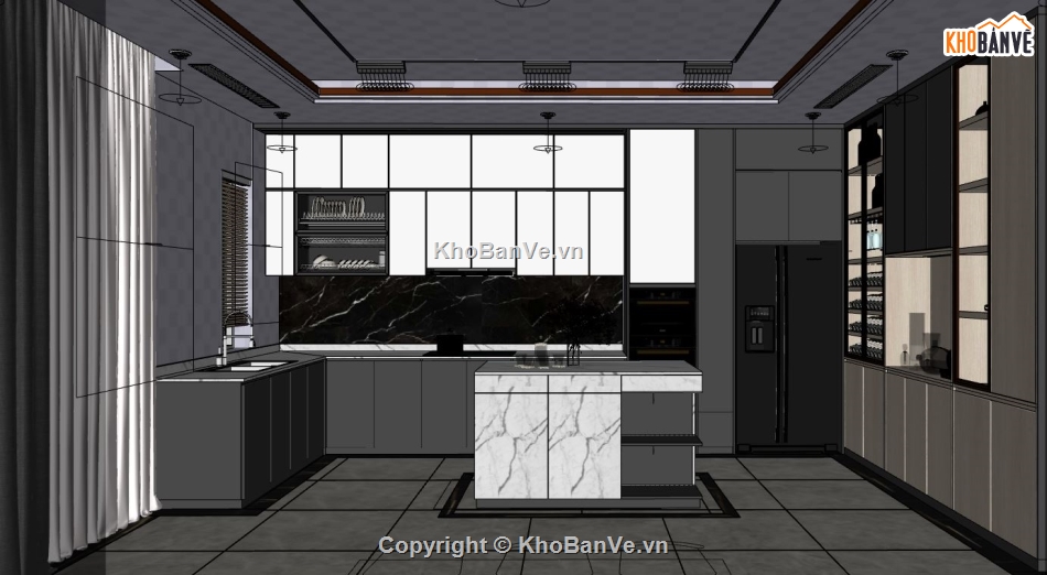 phòng bếp sketchup,nội thất phòng bếp,nội thất phòng bếp sketchup,3d phòng bếp