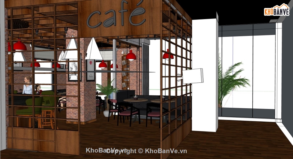 sketchup quán cafe,sketchup thiết kế quán cafe,mẫu quán cà phê,su nội thất quán cafe,quán coffee su
