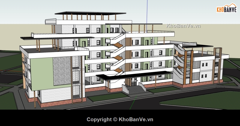 dựng chung cư 5 tầng file su,dựng file sketchup chung cư 5 tầng,model su dựng nhà chung cư hiện đại