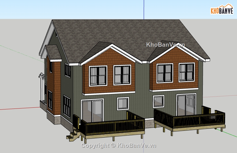 sketchup dựng biệt thự 2 tầng,3d su thiết kế biệt thự,nhà biệt thự dựng model su