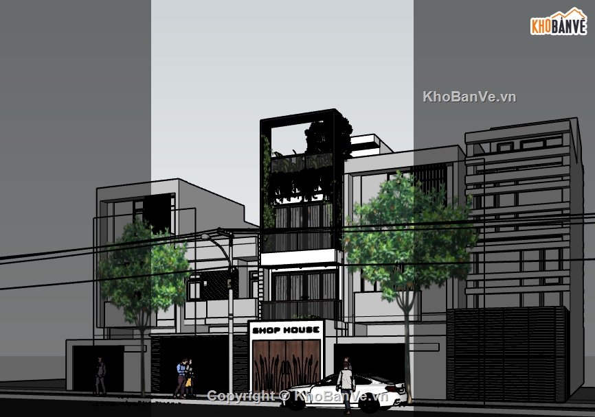 File sketchup nhà phố,SU nhà phố 3 tầng,file su nhà phố 3 tầng,sketchup nhà phố 3 tầng,bản vẽ su nhà 3 tầng 4.85x13.7m
