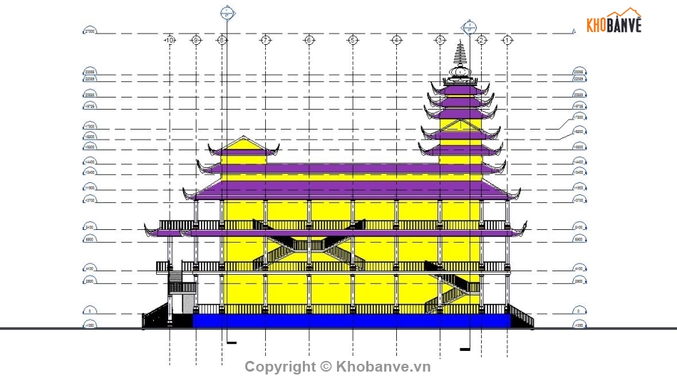 kiến trúc chùa phước long,revit chùa 3 tầng,revit kiến trúc chùa đẹp,revit thiết kế chùa,kiến trúc đình chùa