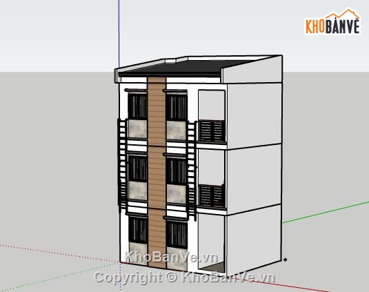 Nhà phố 3 tầng,model su nhà phố 3 tầng,mẫu nhà phố 3 tầng sketchup