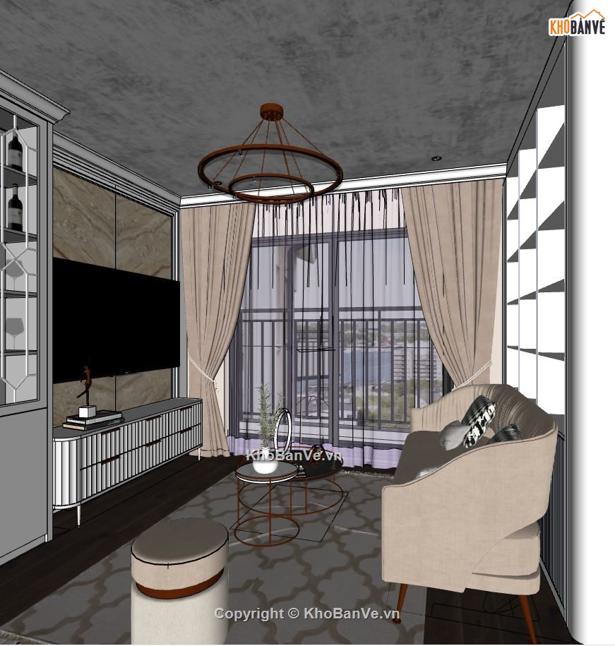 Nội thất trung cư,Nội thất trung cư hiện đại,model su nội thất chung cư,sketchup nội thất chung cư