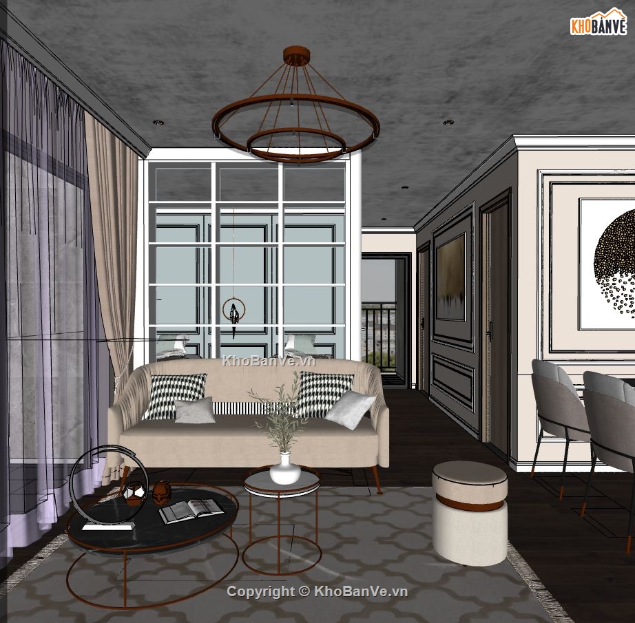 Nội thất trung cư,Nội thất trung cư hiện đại,model su nội thất chung cư,sketchup nội thất chung cư