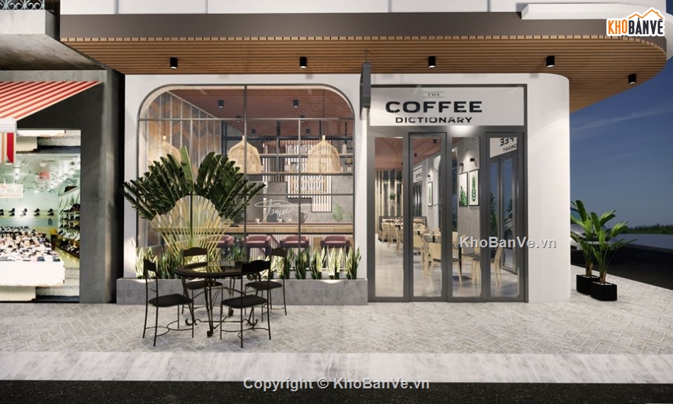 sketchup quán cafe,quán cafe sketchup,mẫu quán cafe đẹp,model su quán cafe