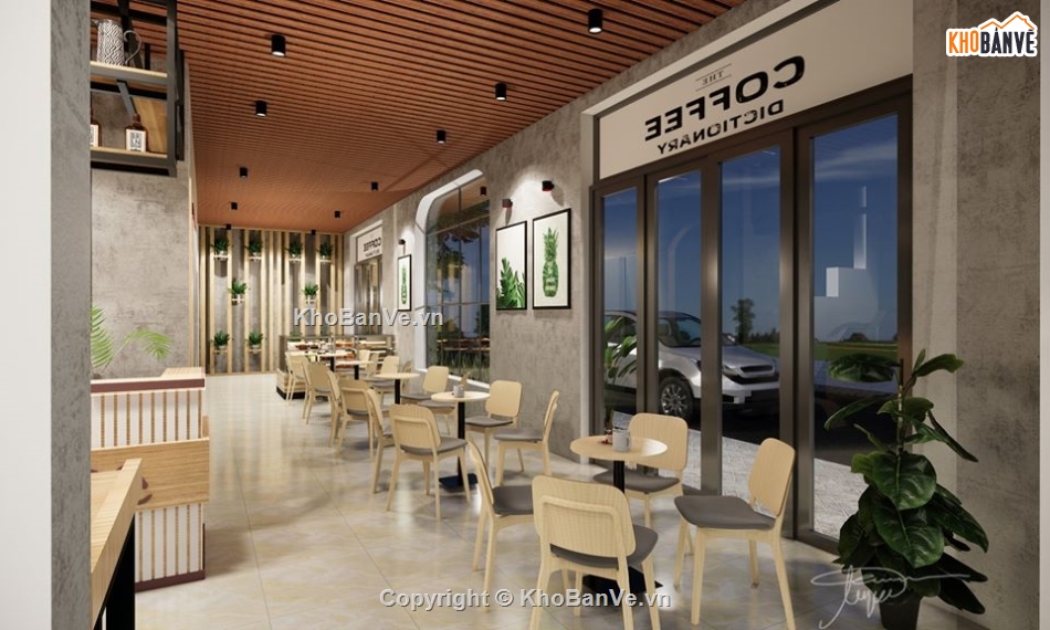 sketchup quán cafe,quán cafe sketchup,mẫu quán cafe đẹp,model su quán cafe