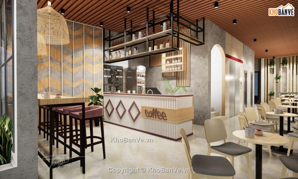 sketchup quán cafe,quán cafe sketchup,mẫu quán cafe đẹp,model su quán cafe