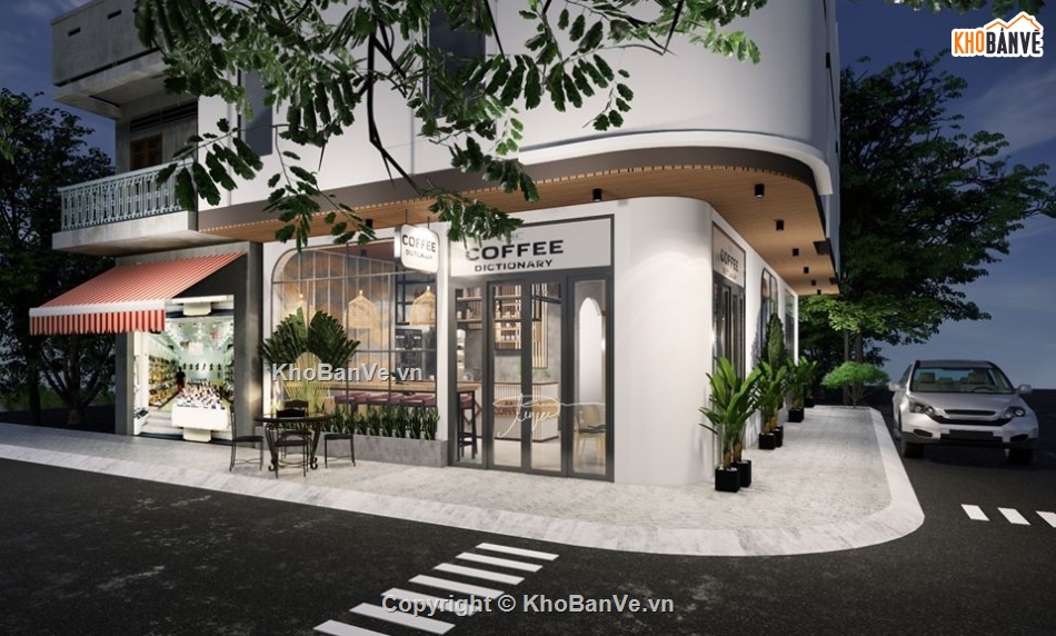 sketchup quán cafe,quán cafe sketchup,mẫu quán cafe đẹp,model su quán cafe