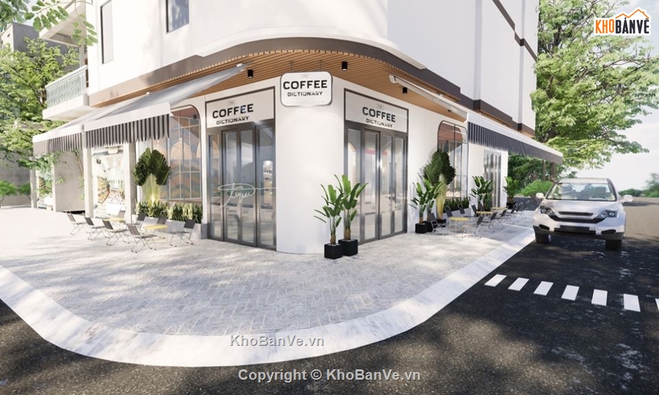 sketchup quán cafe,quán cafe sketchup,mẫu quán cafe đẹp,model su quán cafe