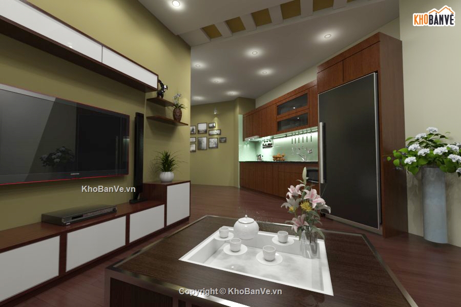 Model sketchup phòng khách và bếp,file sketchup phòng khách và bếp,phối cảnh nội thất,su khách bếp,nội thất chung cư