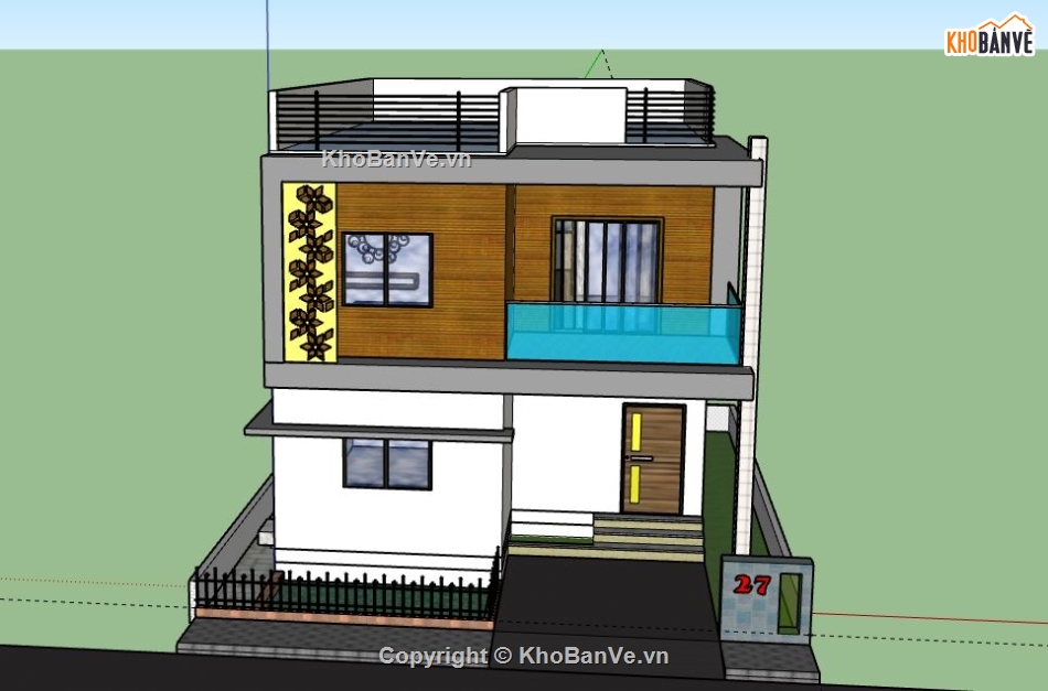 nhà phố 2 tầng,model su nhà phố 2 tầng,file sketchup nhà phố 2 tầng,nhà phố 2 tầng model su