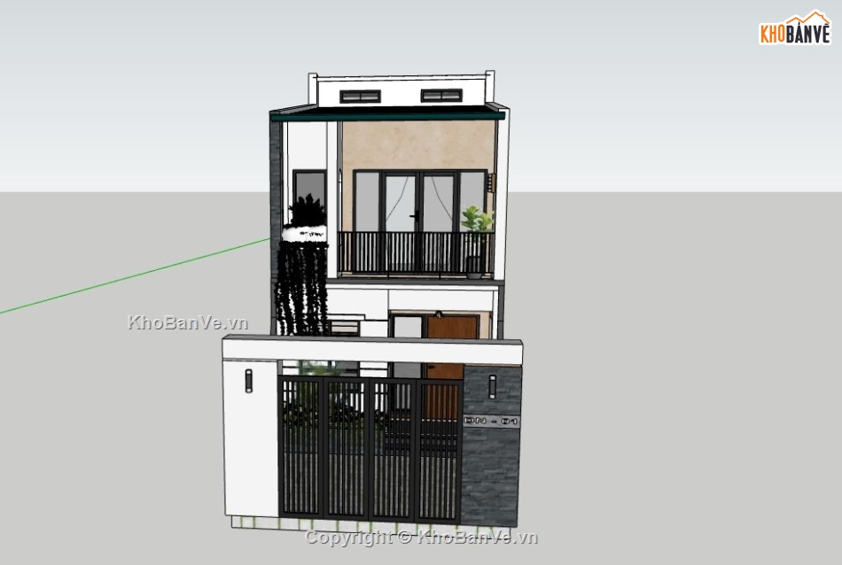 Nhà phố 2 tầng,Model su nhà phố 2 tầng,sketchup nhà phố 2 tầng