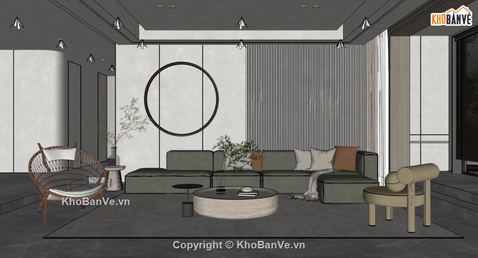 phòng khách đẹp,sketchup phòng khách,mẫu phòng khách hiện đại