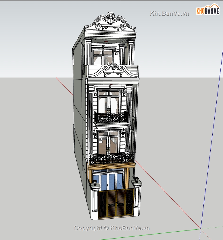 nhà phố 3 tầng 1 tum,model su nhà phố 3 tầng 1 tum,file 3d nhà phố 3 tầng 1 tum,sketchup nhà phố 3 tầng 1 tum