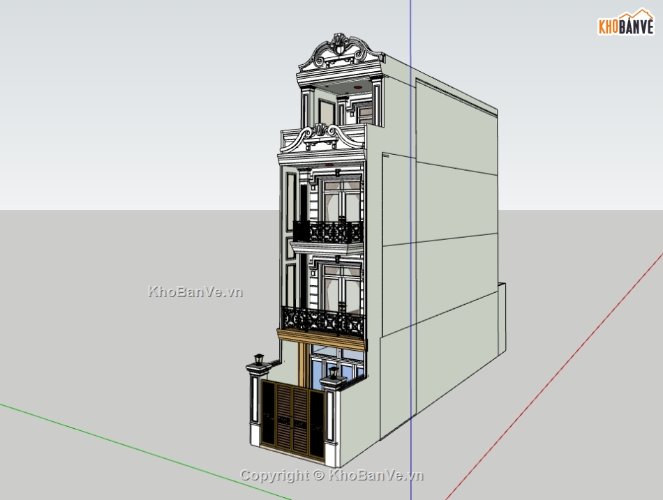 nhà phố 3 tầng 1 tum,model su nhà phố 3 tầng 1 tum,file 3d nhà phố 3 tầng 1 tum,sketchup nhà phố 3 tầng 1 tum