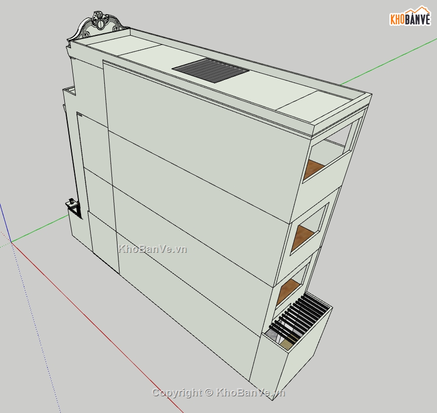 nhà phố 3 tầng 1 tum,model su nhà phố 3 tầng 1 tum,file 3d nhà phố 3 tầng 1 tum,sketchup nhà phố 3 tầng 1 tum