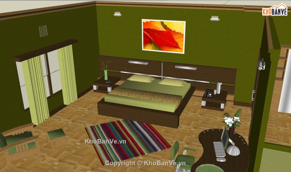 Model phòng ngủ,3d sketchup phòng ngủ,sketchup nội thất phòng ngủ