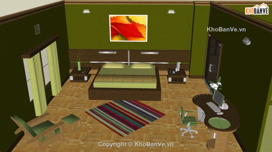 Model phòng ngủ,3d sketchup phòng ngủ,sketchup nội thất phòng ngủ
