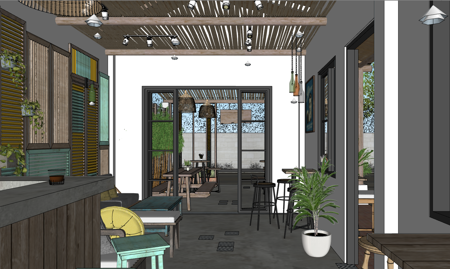sketchup nội thất quán,file sketchup quán cafe,model 3dsu dựng quán coffee