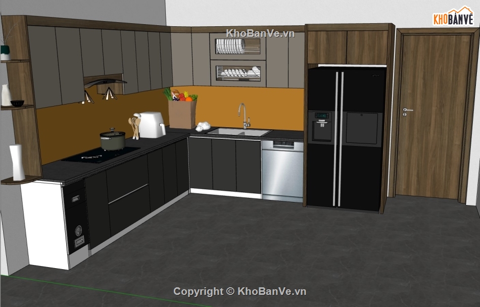 phòng bếp sketchup,phòng bếp,Model sketchup phòng bếp,bếp sketchup