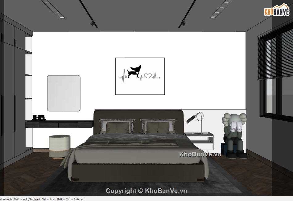 phòng ngủ master sketchup,model phòng ngủ file su,thiết kế phòng ngủ hiện đại,sketchup phòng ngủ