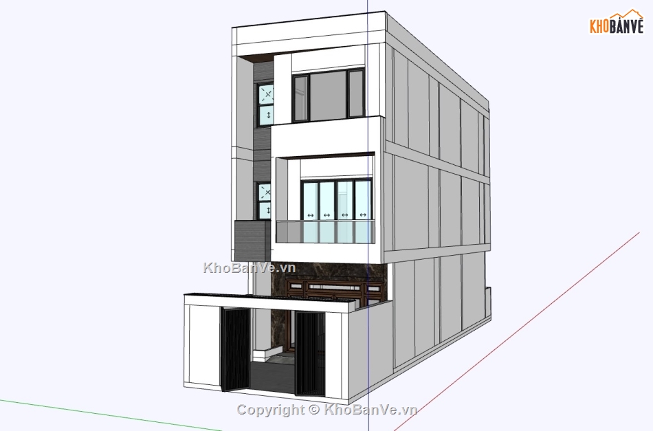 su nhà phố,model su nhà 3 tầng,file sketchup nhà phố