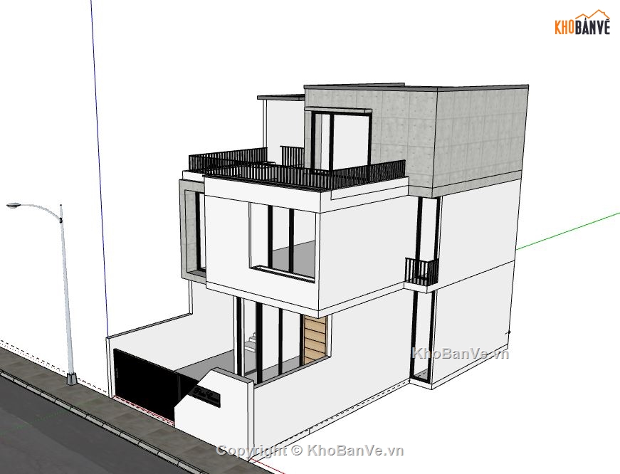 Nhà phố 2 tầng,Model su nhà phố 2 tầng,sketchup nhà phố 2 tầng