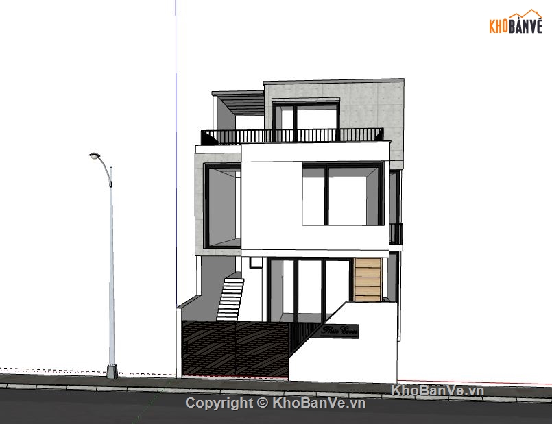 Nhà phố 2 tầng,Model su nhà phố 2 tầng,sketchup nhà phố 2 tầng