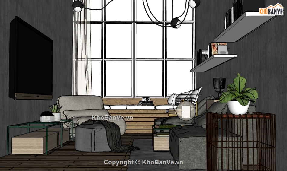 phòng khách file sketchup,model su phòng khách,phòng khách file sketchup đẹp,phòng khách model su đẹp