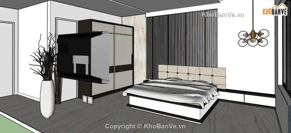 su phòng ngủ,Model phòng ngủ file su,thiết kế phòng ngủ hiện đại,nội thất phòng ngủ