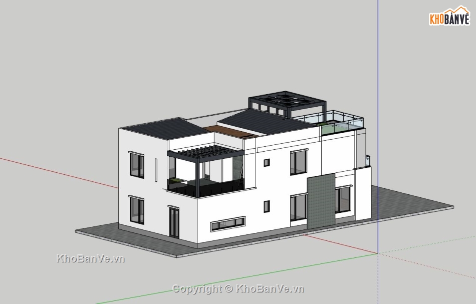 nhà 2 tầng,sketchup nhà 2 tầng,phối cảnh nhà 2 tầng,nhà 2 tầng hiện đại