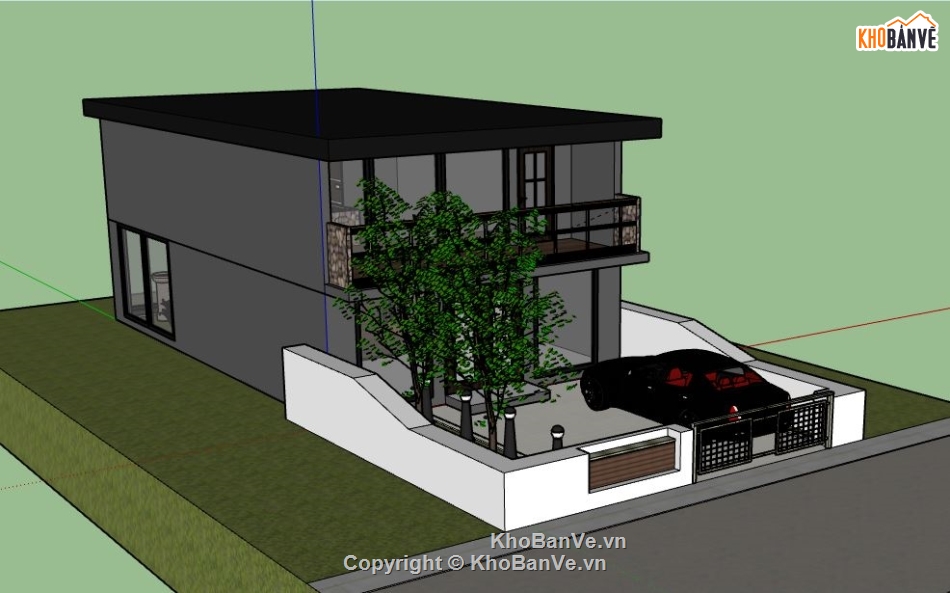 Nhà phố 2 tầng,file su nhà phố 2 tầng,sketchup nhà phố 2 tầng