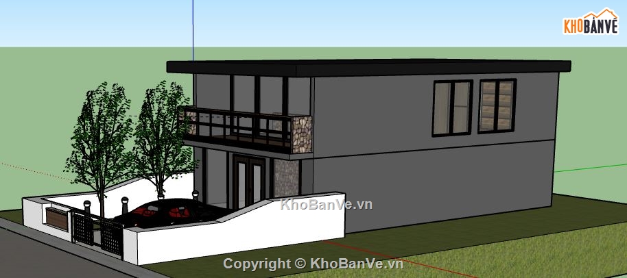 Nhà phố 2 tầng,file su nhà phố 2 tầng,sketchup nhà phố 2 tầng