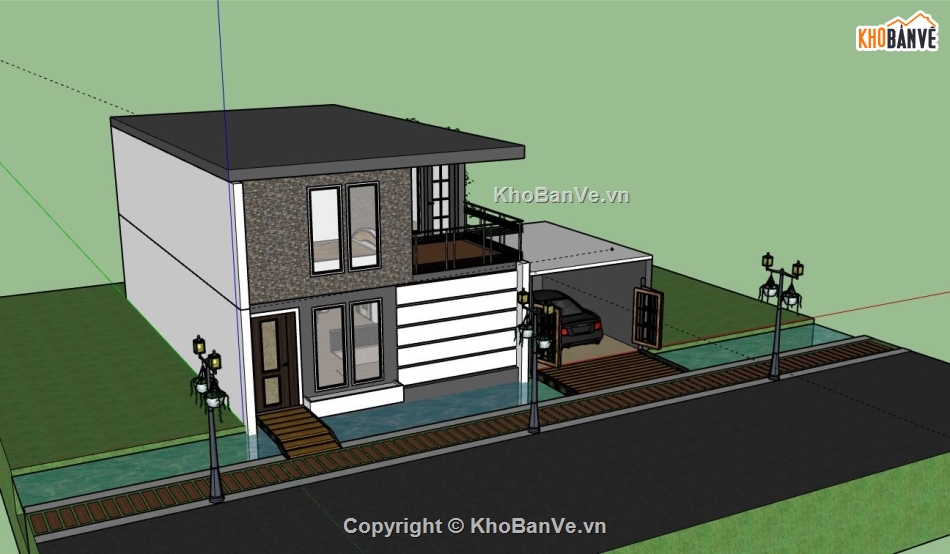 Nhà phố 2 tầng,model su nhà phố 2 tầng,nhà phố 2 tầng sketchup