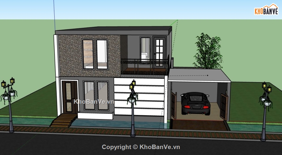 Nhà phố 2 tầng,model su nhà phố 2 tầng,nhà phố 2 tầng sketchup