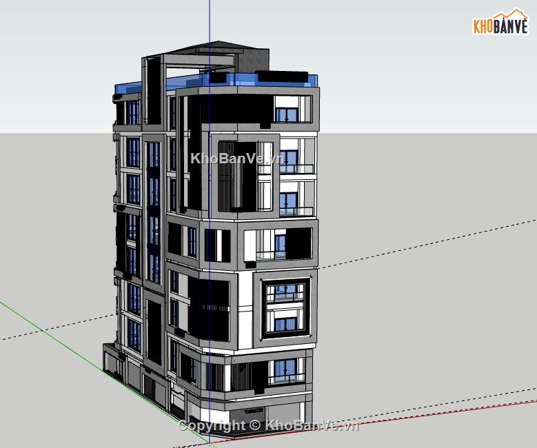 Nhà phố 6 tầng,model su nhà phố 6 tầng,sketchup nhà phố 6 tầng