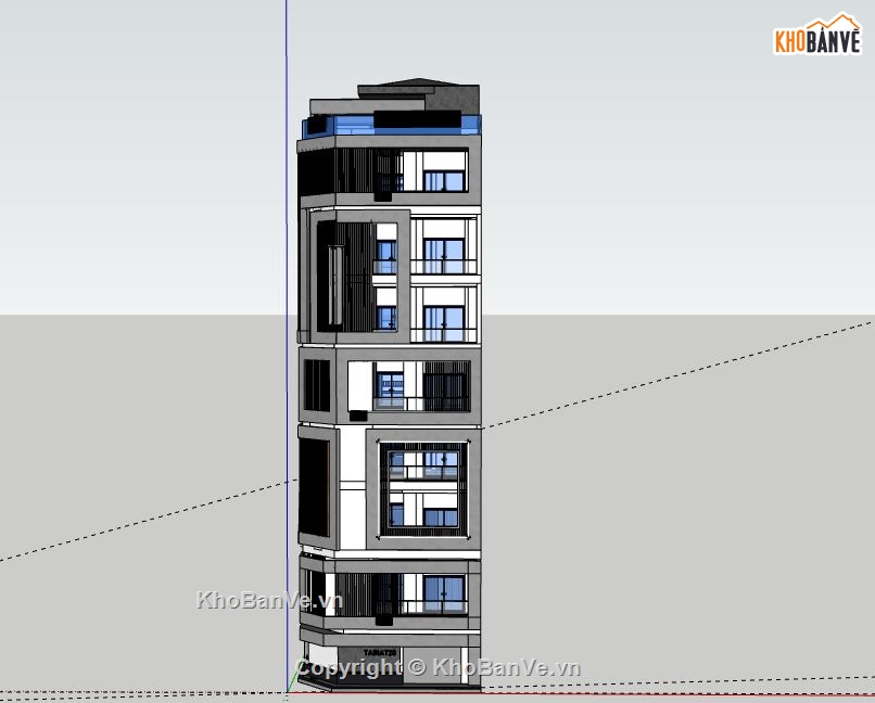 Nhà phố 6 tầng,model su nhà phố 6 tầng,sketchup nhà phố 6 tầng