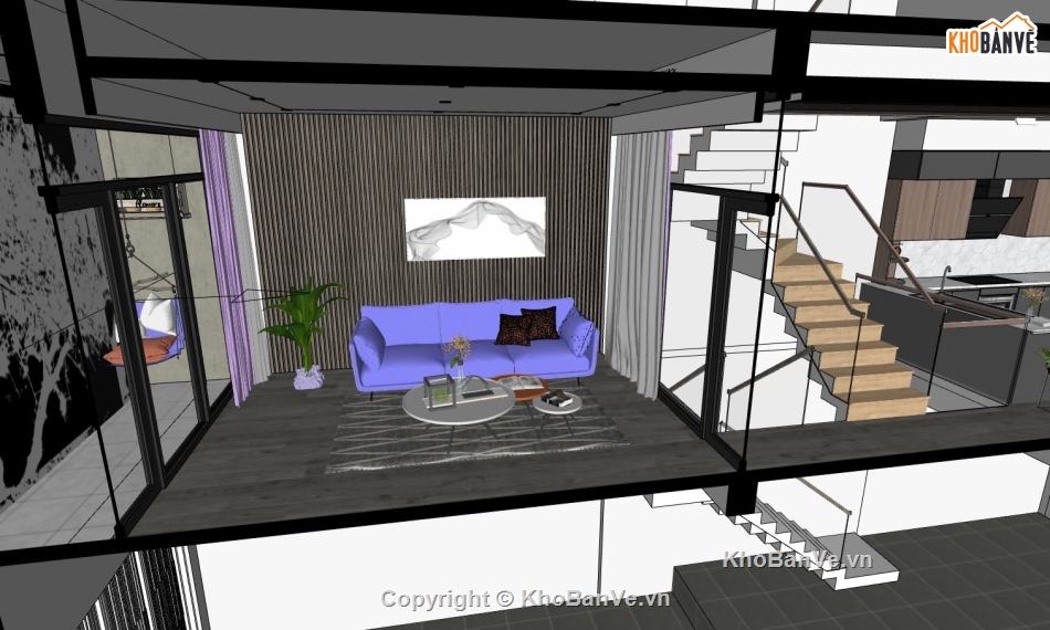 nội thất nhà phố sketchup,model su nội thất nhà phố,file sketchup nội thất nhà phố
