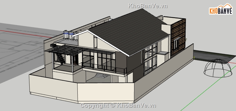 biệt thự 2 tầng hiện đại,file sketchup biệt thự 2 tầng,dựng 3d su nhà biệt thự 2 tầng