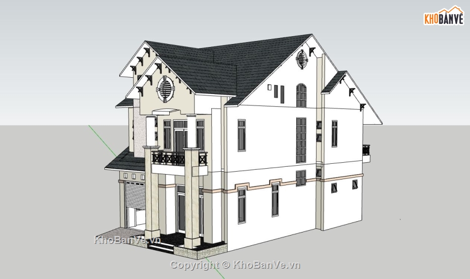 biệt thự 2 tầng,sketchup biệt thự 1 tầng,phối cảnh biệt thự 2 tầng