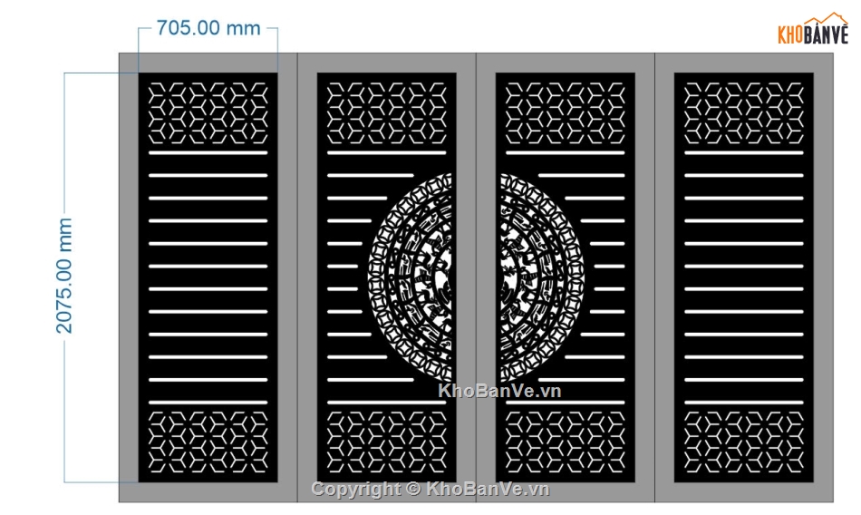 Cổng 4 cánh trống đồng,Cổng 4 cánh,Cổng 4 cánh CNC đẹp
