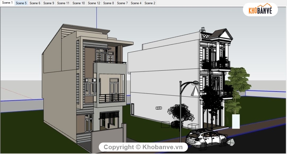nhà phố 3 tầng sketchup,File sketchup nhà phố 3 tầng,Model nhà phố 3 tầng,3D SU nhà phố 3 tầng,Model su nhà phố 3 tầng,nhà phố 3 tầng 5x18m