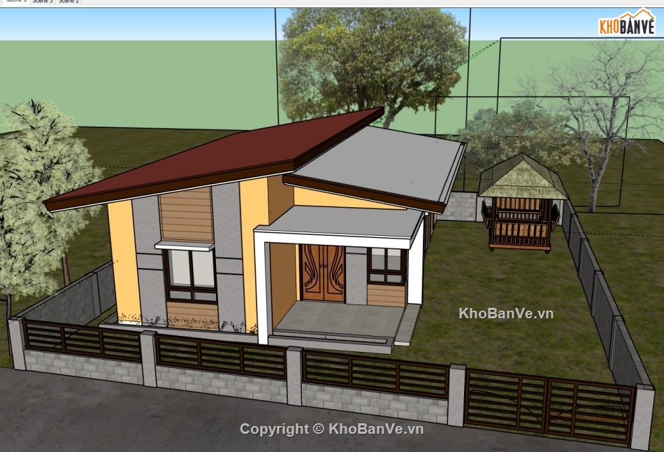 File 3d nhà 1 tầng,model 3d nhà 1 tầng,3d nhà 1 tầng,sketchup 3d nhà 1 tầng