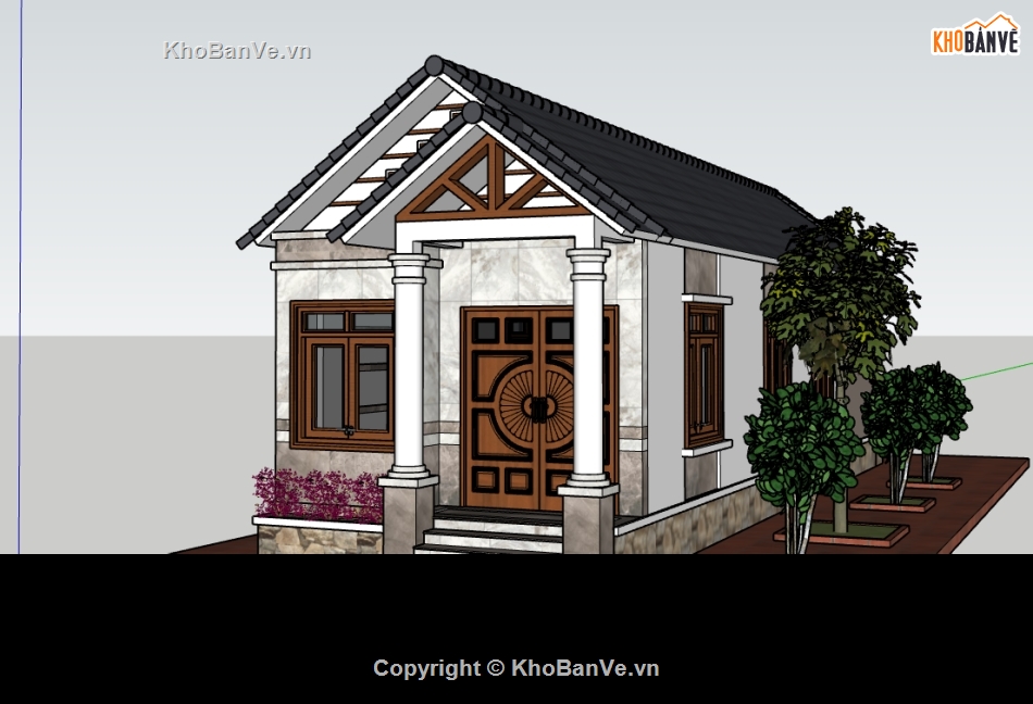 file su nhà 1 tầng,model su nhà 1 tầng,model 3d nhà 1 tầng,file sketchup nhà 1 tầng
