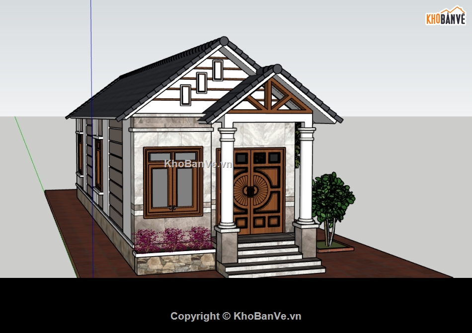 file su nhà 1 tầng,model su nhà 1 tầng,model 3d nhà 1 tầng,file sketchup nhà 1 tầng