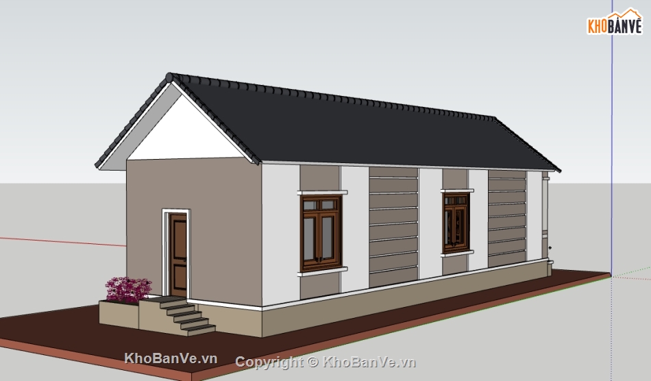 file su nhà 1 tầng,model su nhà 1 tầng,model 3d nhà 1 tầng,file sketchup nhà 1 tầng