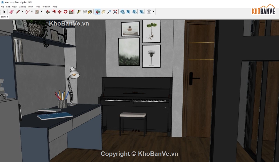 sketchup nội thất,file sketchup nội thất,nội thất nhà phố sketchup,file sketchup nội thất nhà phố