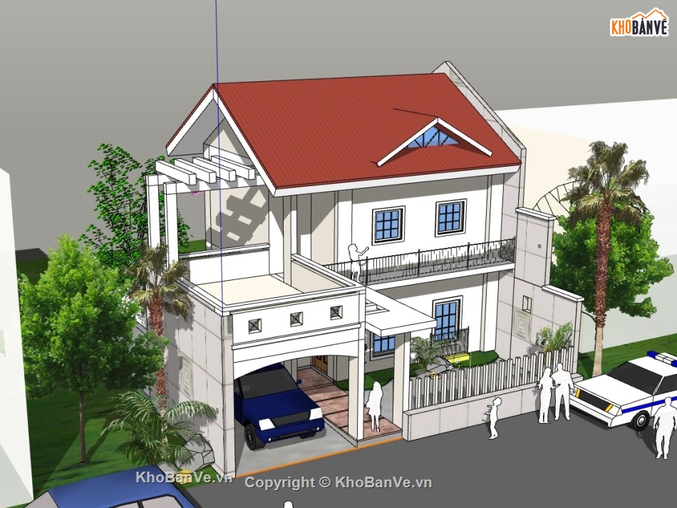 nhà phố,su nhà phố,sketchup nhà phố,nhà phố 2 tầng